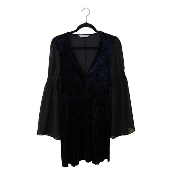 BCBGeneration S black velvet mini dress dark fairycore long sleeve goth boho - Picture 1 of 6